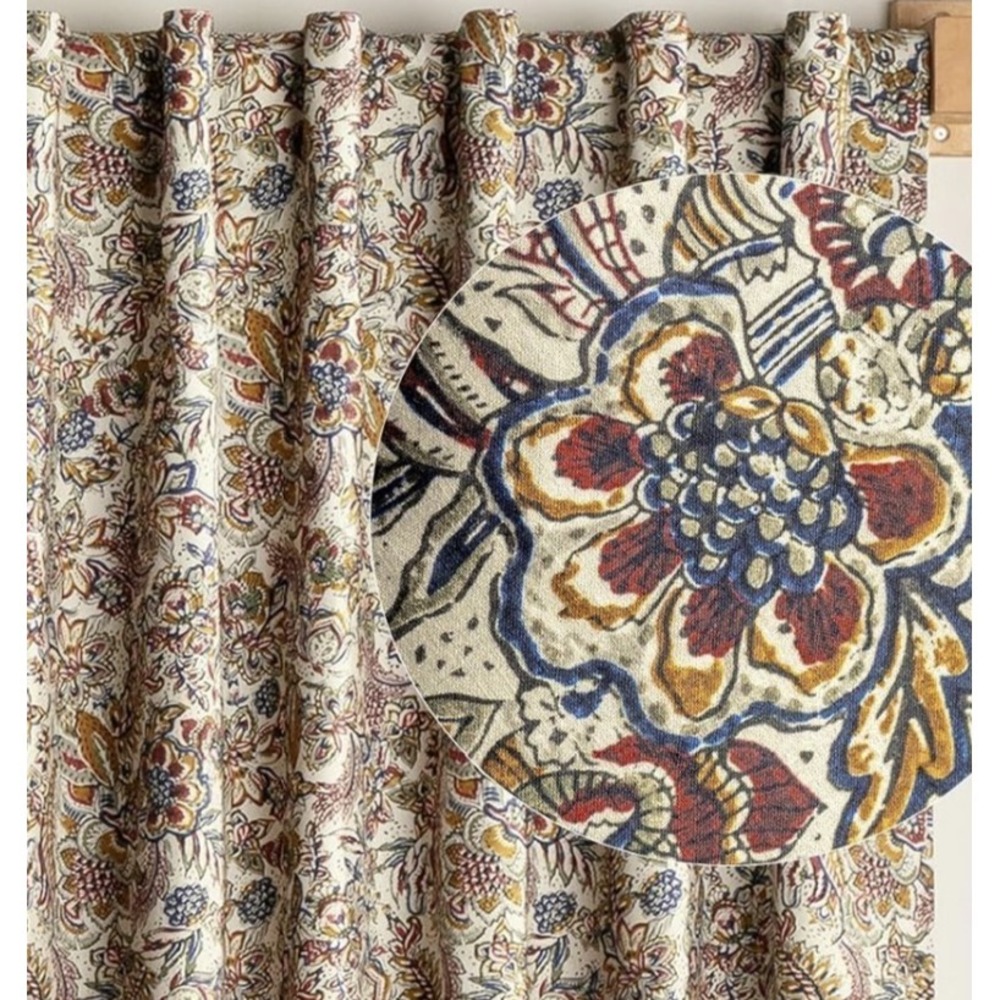 NWT Jaipur Curtain Panel 50x84 Rod Loop Vintage Cottagecore Boho Chic Folk Art
